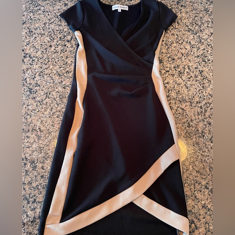 Almost Famous Asymmetrical Black and Cream Dress